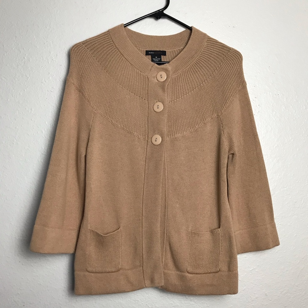 BCBG MaxAzria Knit Crop 3 Button Cardigan